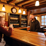 **

Prompt: A cozy, rustic Latvian pub interior. Focus on warm lighting, wooden furniture, and a friendly bartender pouring a frothy, golden "Līvu" beer. In the background, patrons are enjoying conversation and traditional Latvian snacks. Emphasize the inviting and authentic atmosphere.

**
