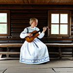 Kokles Player in Traditional Setting**

"A Latvian woman playing the *kokles*, a traditional stringed instrument, in a rustic wooden cabin. She is fully clothed in a modest, embroidered linen dress, appropriate attire for a folk musician. Soft, natural light filters through the window. The scene evokes a sense of history and tradition. Safe for work, perfect anatomy, natural proportions, high quality, professional photography, family-friendly, appropriate content."

**
